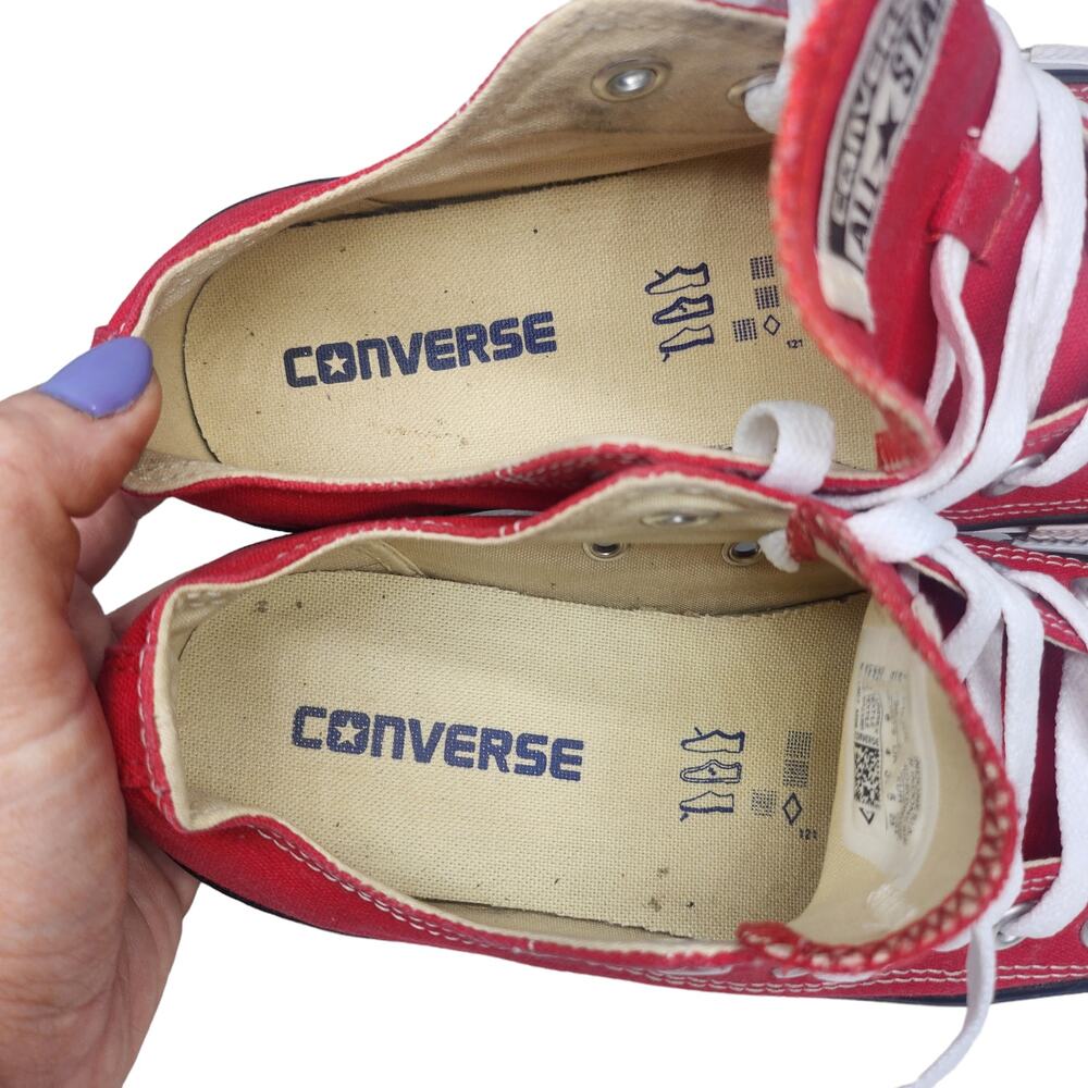 Converse All Star Shoes Womens 6 Red White Solid Low Top Comfy Sneakers Low Top - Picture 9 of 11